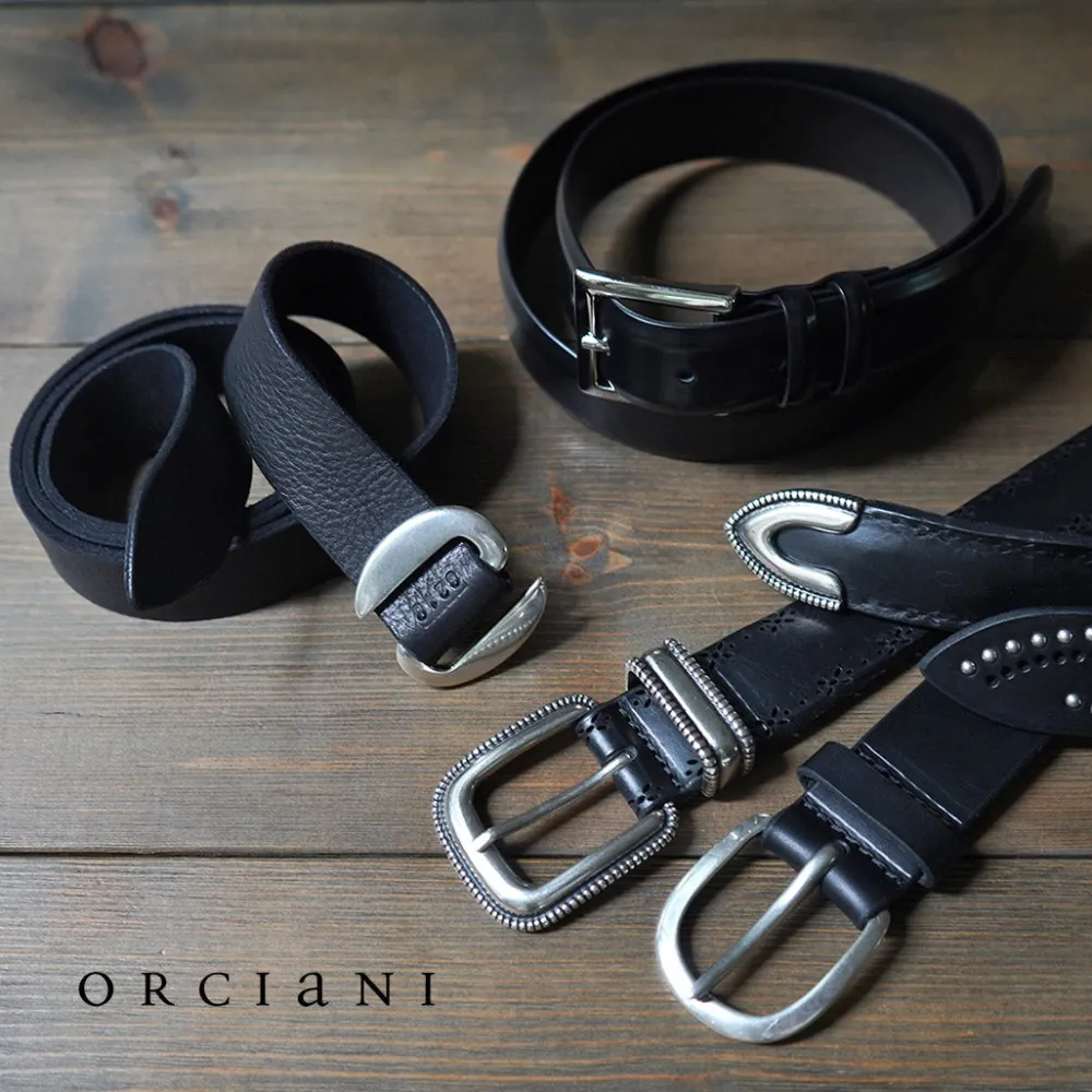 ORCIANI Belts^/ Bull Soft punched leather belt with metal tip