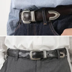 ORCIANI Belts^/ Bull Soft punched leather belt with metal tip