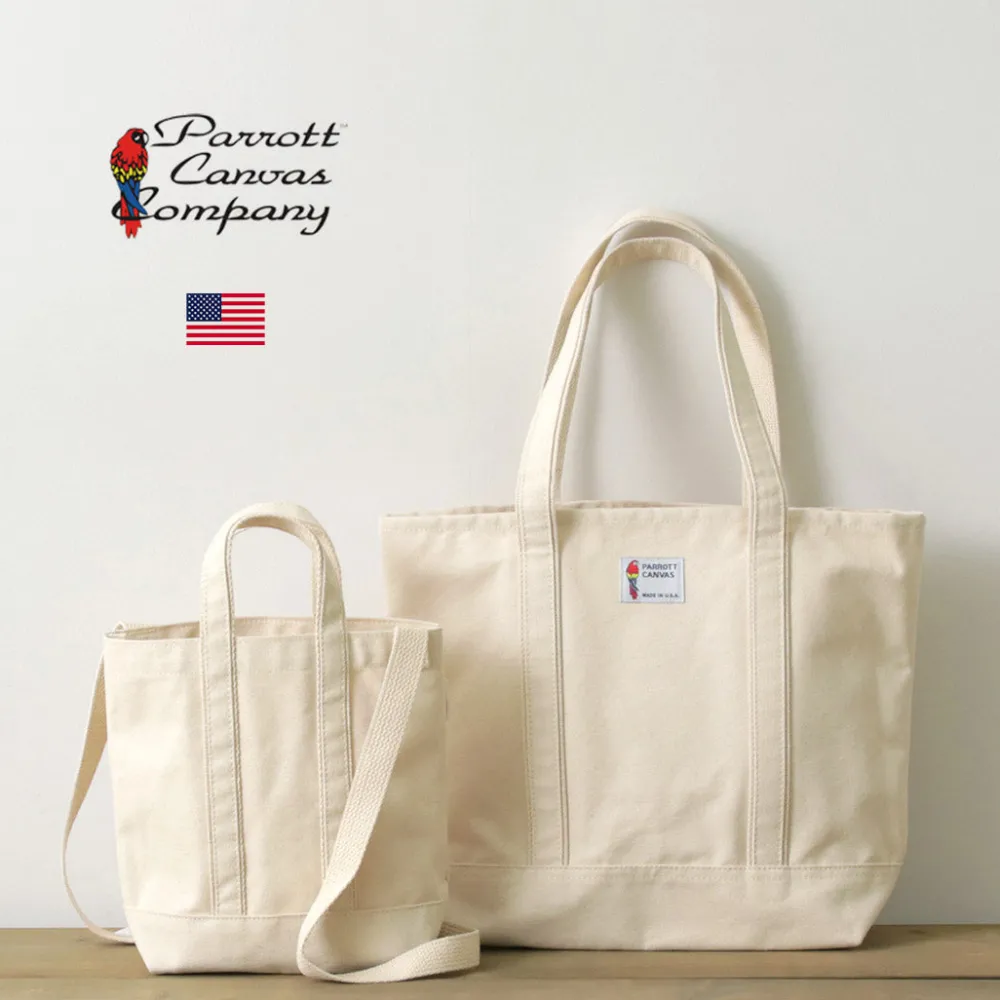 PARROTT CANVAS Tote Bags^/ Shoulder mini tote natural