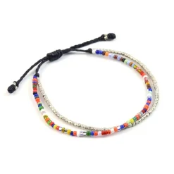 PHADUA Anklets^/ 2 Strands Wax Cord (African Beads) Bracelet black