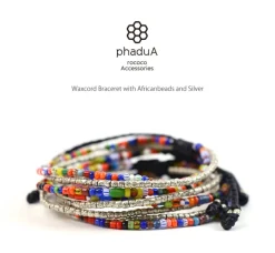 PHADUA Anklets^/ 2 Strands Wax Cord (African Beads) Bracelet black