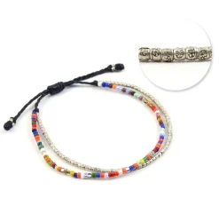 PHADUA Anklets^/ 2 Strands Wax Cord (African Beads) Bracelet black
