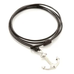 PHADUA Anklets^/ Anchor Leather Wrap Bracelet / Silver