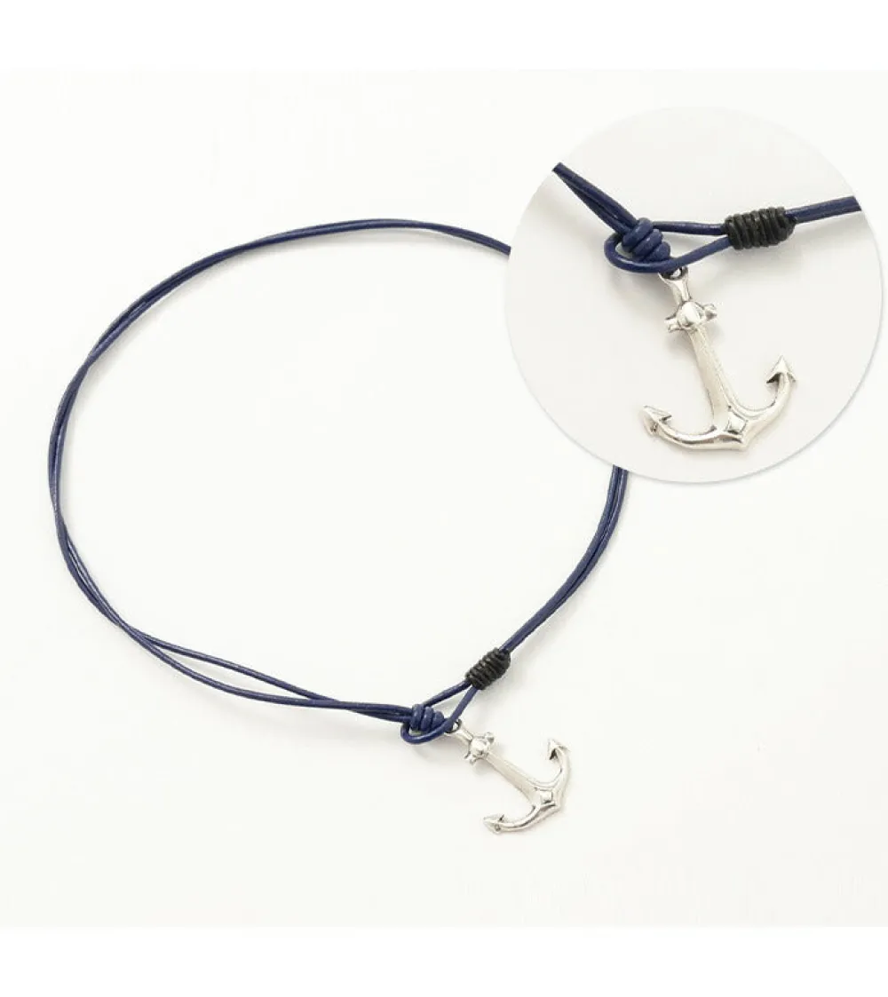PHADUA Anklets^/ Anchor Leather Wrap Bracelet / Silver