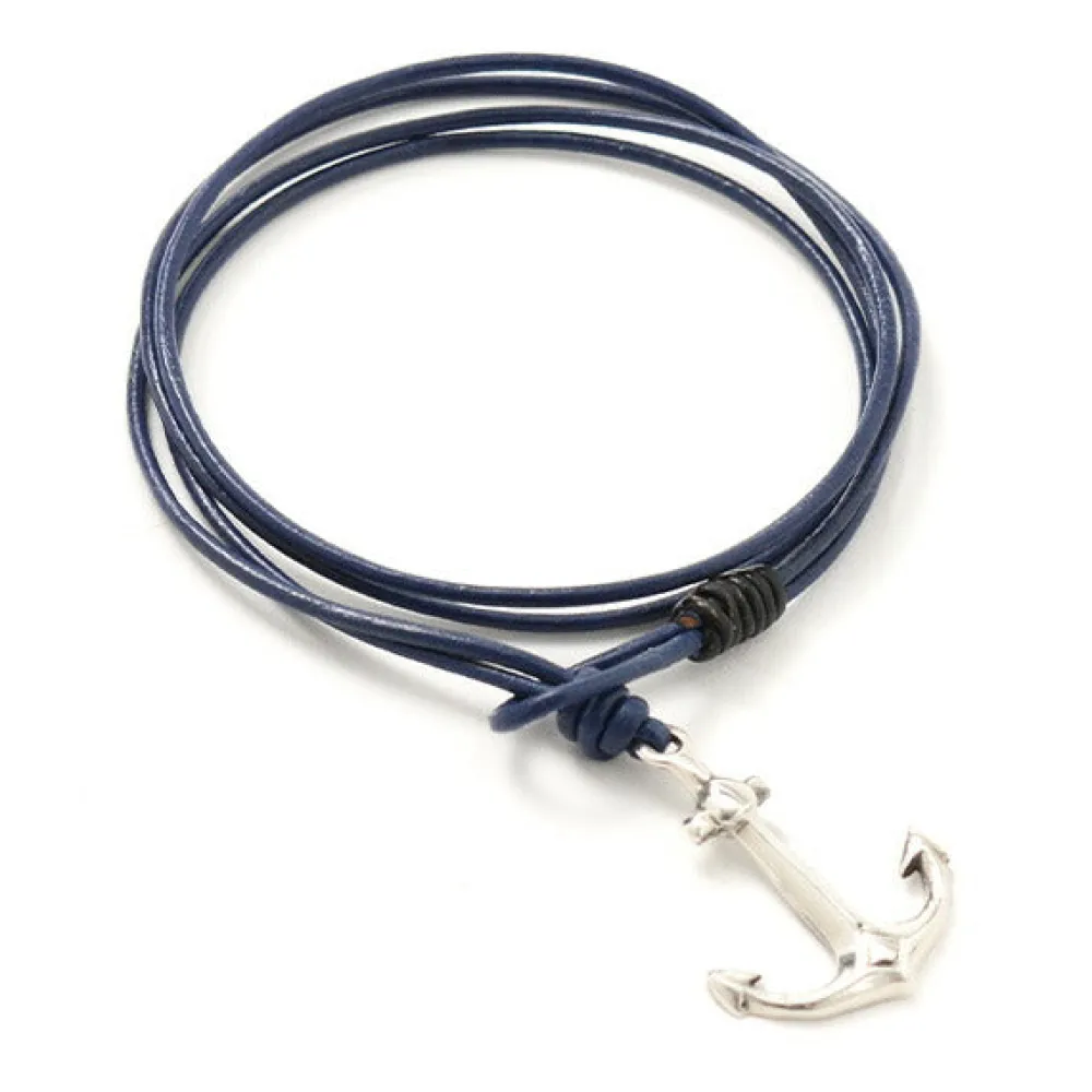 PHADUA Anklets^/ Anchor Leather Wrap Bracelet / Silver