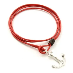 PHADUA Anklets^/ Anchor Leather Wrap Bracelet / Silver