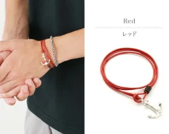 PHADUA Anklets^/ Anchor Leather Wrap Bracelet / Silver