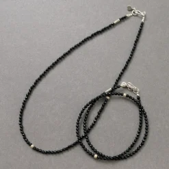 PHADUA Anklets^/ onyx bead necklace black