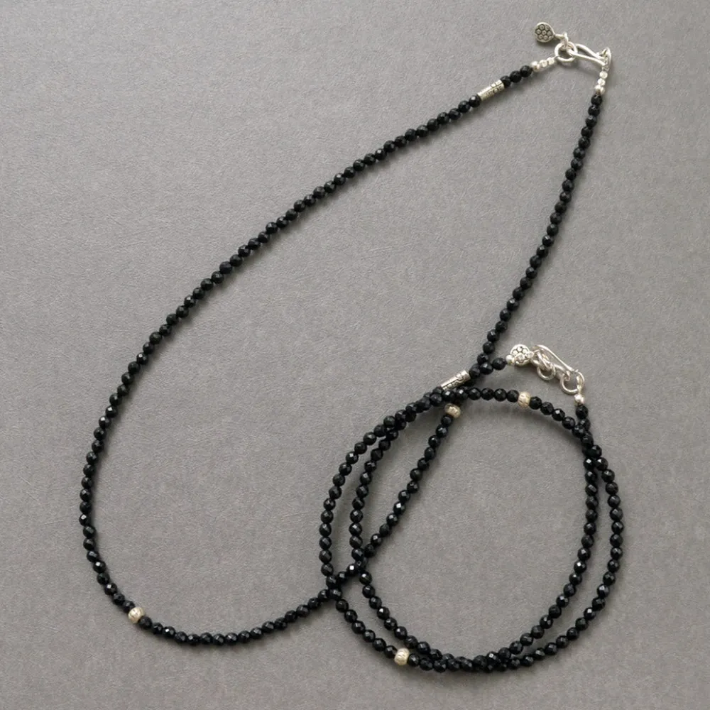 PHADUA Anklets^/ onyx bead necklace black