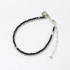 PHADUA Anklets^/ onyx (3mm) cut bead anklet adjuster black