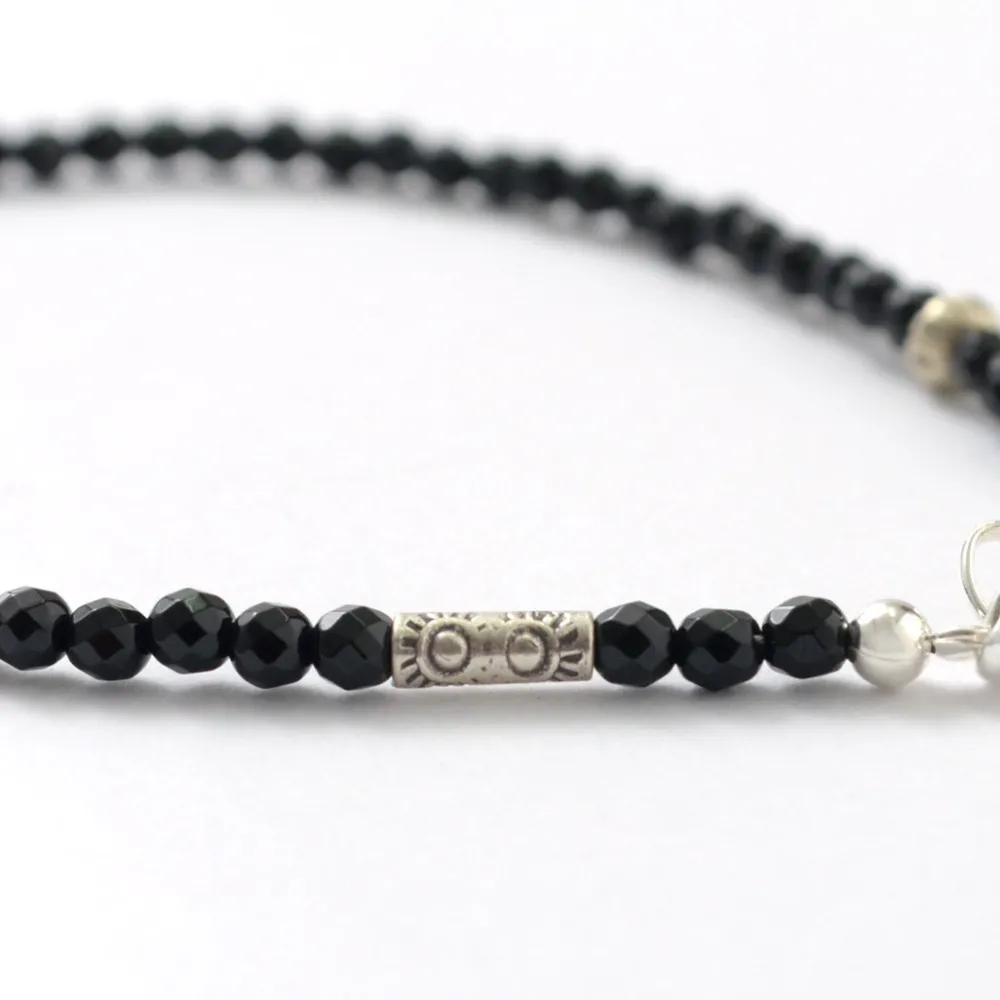 PHADUA Anklets^/ onyx (3mm) cut bead anklet adjuster black