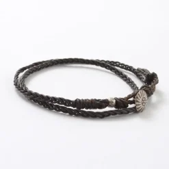 PHADUA Anklets^/ Braided 1mm Leather 2 Wrap Anklet