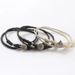 PHADUA Anklets^/ Braided 1mm Leather 2 Wrap Anklet