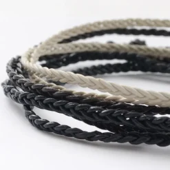 PHADUA Anklets^/ Braided 1mm Leather 2 Wrap Anklet