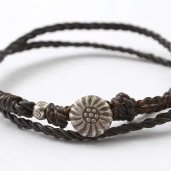 PHADUA Anklets^/ Braided 1mm Leather 2 Wrap Anklet