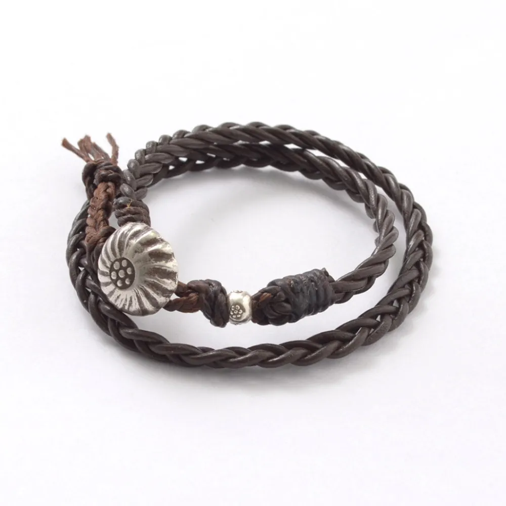 PHADUA Anklets^/ Braided 1.5mm Leather 2 Wrap Bracelet