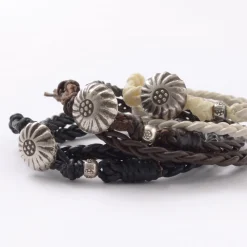 PHADUA Anklets^/ Braided 1.5mm Leather 2 Wrap Bracelet