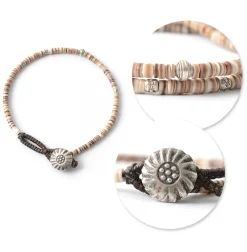 PHADUA Anklets^/ Shell Beads Wax Cord Bracelet brown