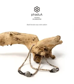 PHADUA Anklets^/ Shell Beads Wax Cord Anklet brown