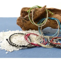 PHADUA Bracelets^/ Double strand bracelet with silver waxed cord