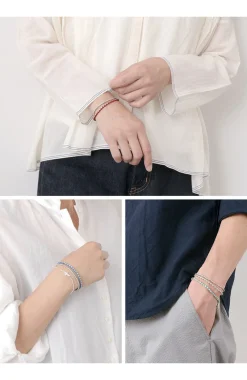 PHADUA Bracelets^/ Double strand bracelet with silver waxed cord