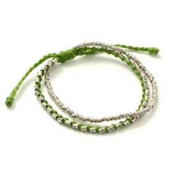 PHADUA Bracelets^/ Double strand bracelet with silver waxed cord