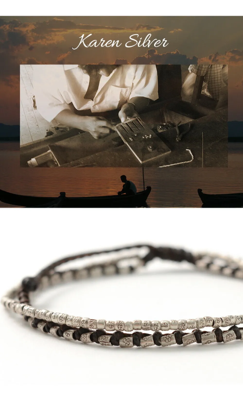 PHADUA Anklets^/ Double-Strand Anklet with Silver Wax Cord