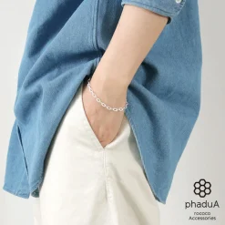 PHADUA Anklets^/ Flat cable chain bracelet 925 silver