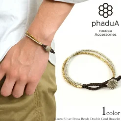 PHADUA Anklets^/ Karen Silver Beads Brass Double Cord Bracelet gold