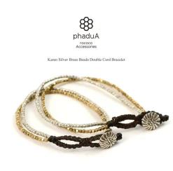 PHADUA Anklets^/ Karen Silver Beads Brass Double Cord Bracelet gold
