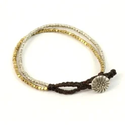 PHADUA Anklets^/ Karen Silver Beads Brass Double Cord Anklet gold