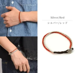 PHADUA Anklets^/ Karen Silver Beads White Heart Double Cord Bracelet red