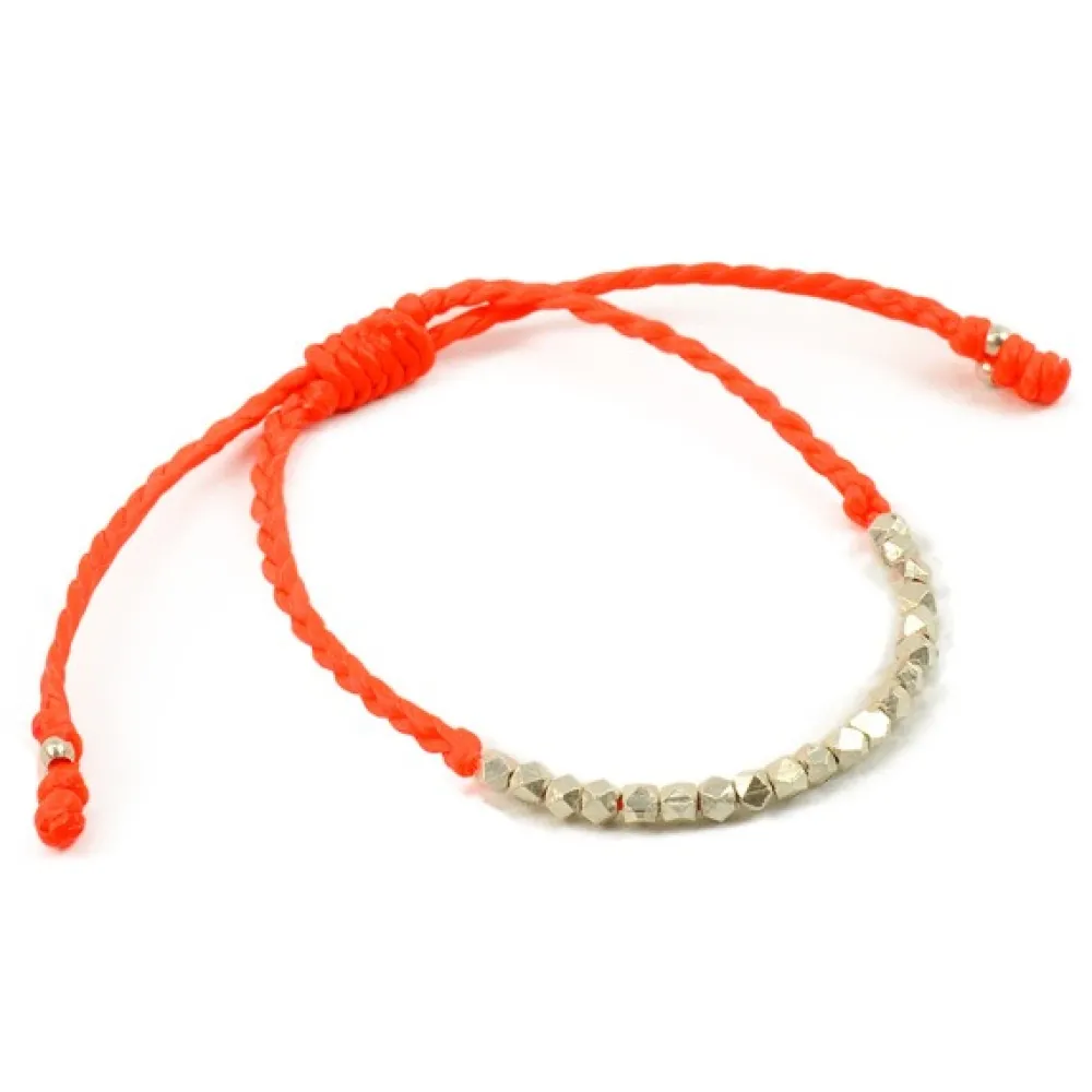 PHADUA Anklets^/ Karen Silver Beaded Wax Cord Bracelet