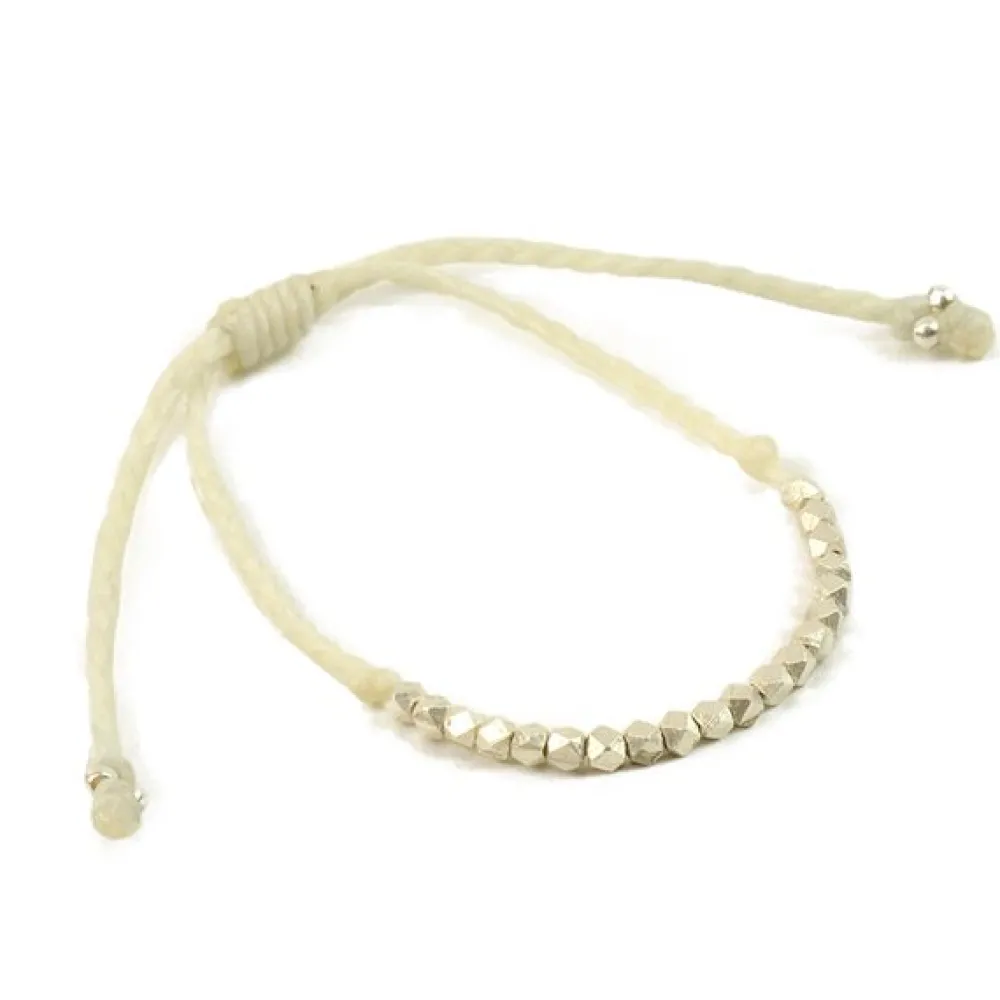 PHADUA Anklets^/ Karen Silver Beaded Wax Cord Bracelet