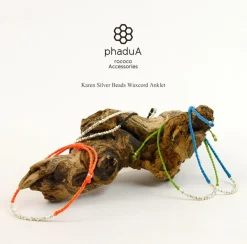 PHADUA Anklets^/ Karen Silver Bead Wax Cord Anklet