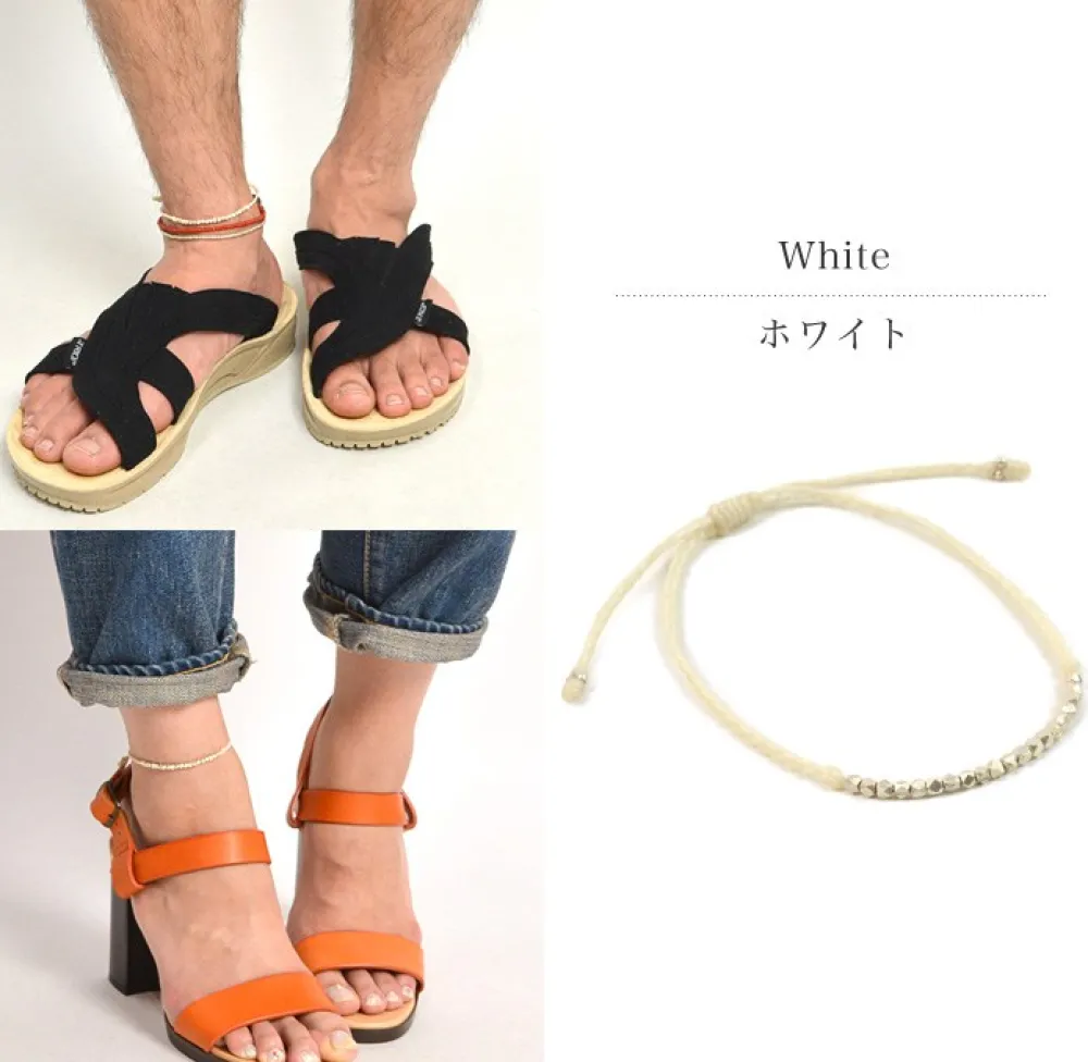 PHADUA Anklets^/ Karen Silver Bead Wax Cord Anklet