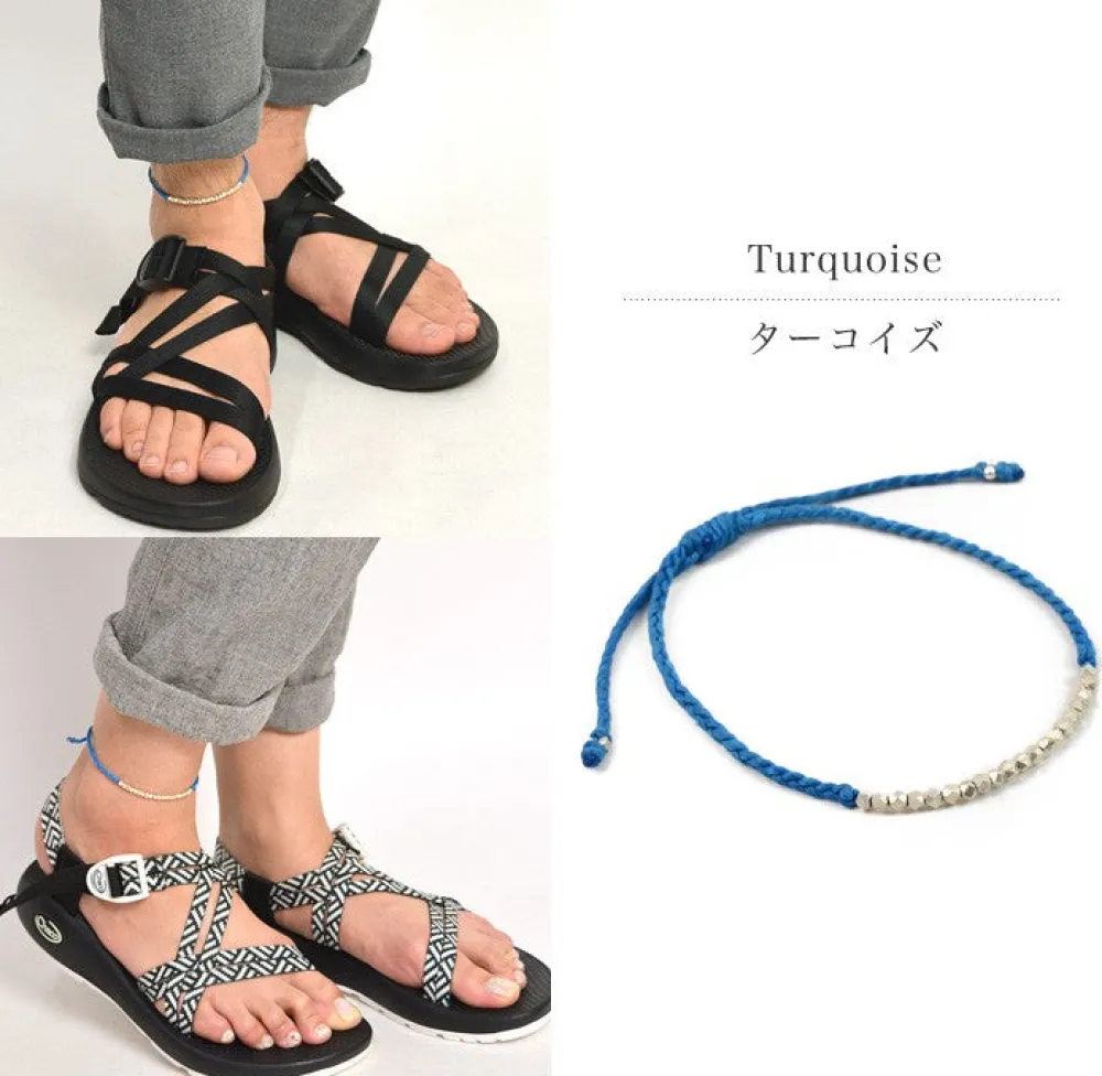 PHADUA Anklets^/ Karen Silver Bead Wax Cord Anklet