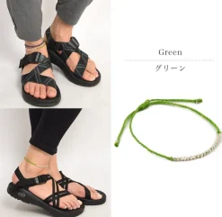 PHADUA Anklets^/ Karen Silver Bead Wax Cord Anklet
