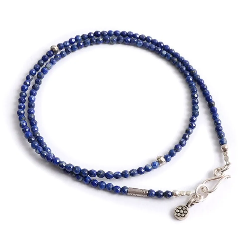 PHADUA Anklets^/ Lapis lazuli 3mm cut bead necklace / anklet blue