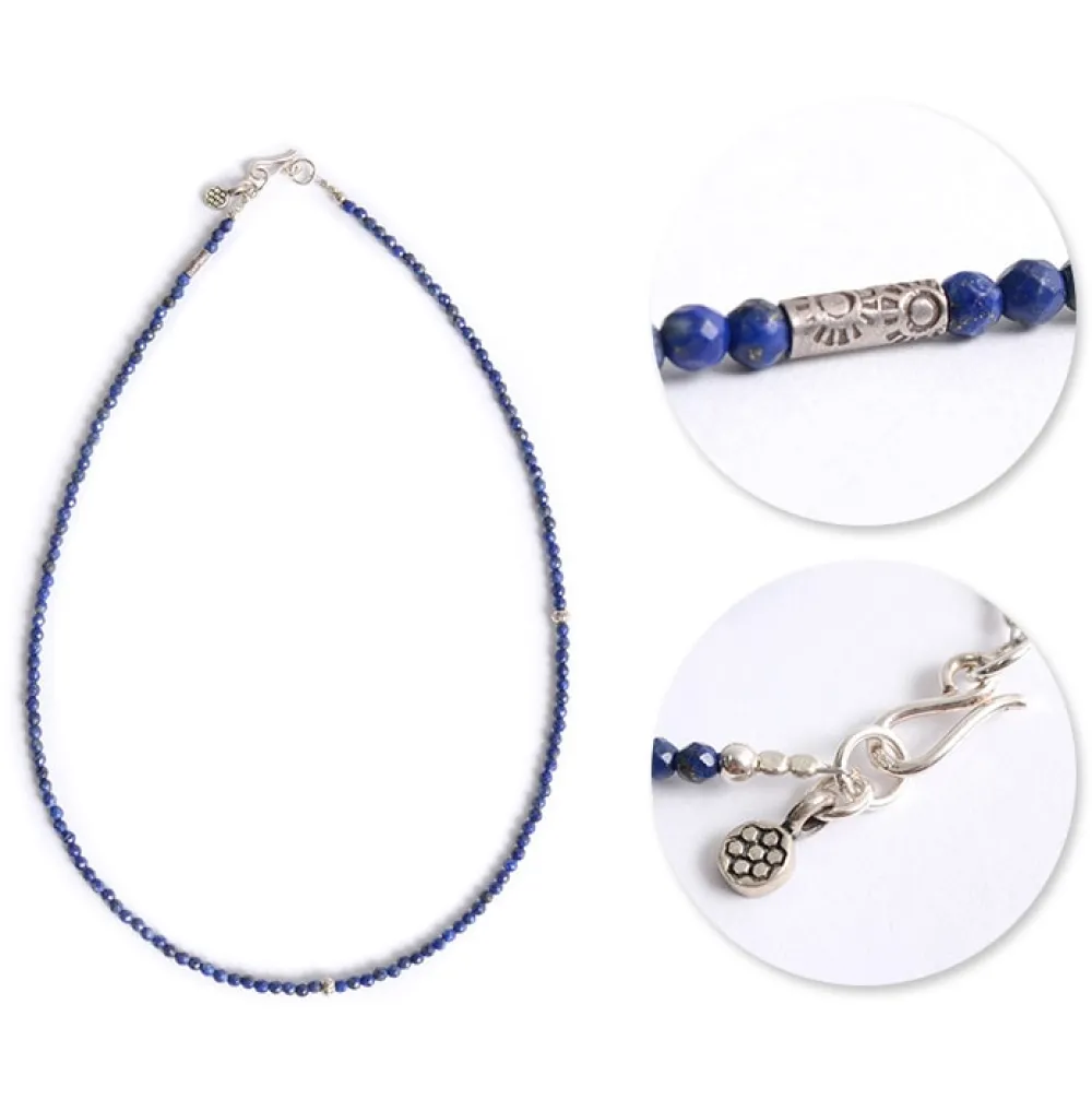 PHADUA Anklets^/ Lapis lazuli 3mm cut bead necklace / anklet blue