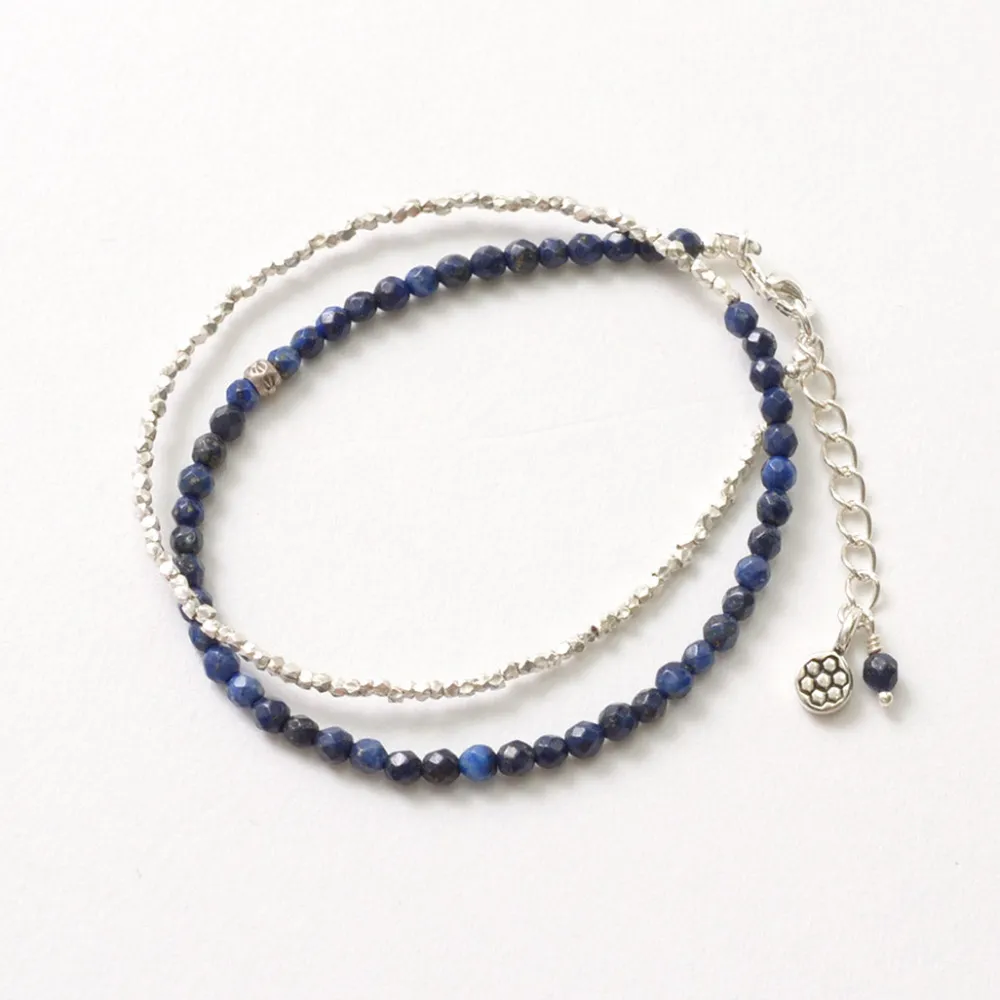 PHADUA Anklets^/ Lapis Lazuli W-Wrap Bracelet blue