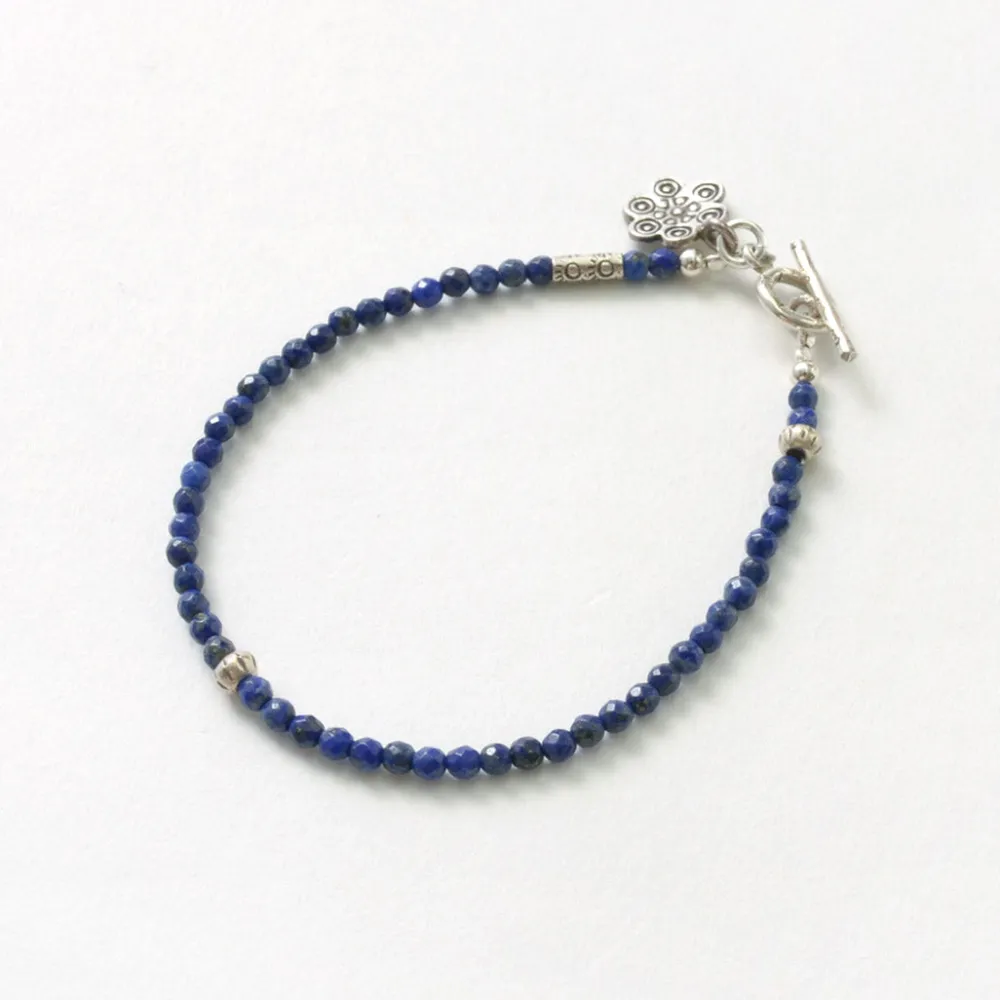 PHADUA Bracelets^/ Lapis (3mm) Cut Bead Bracelet blue