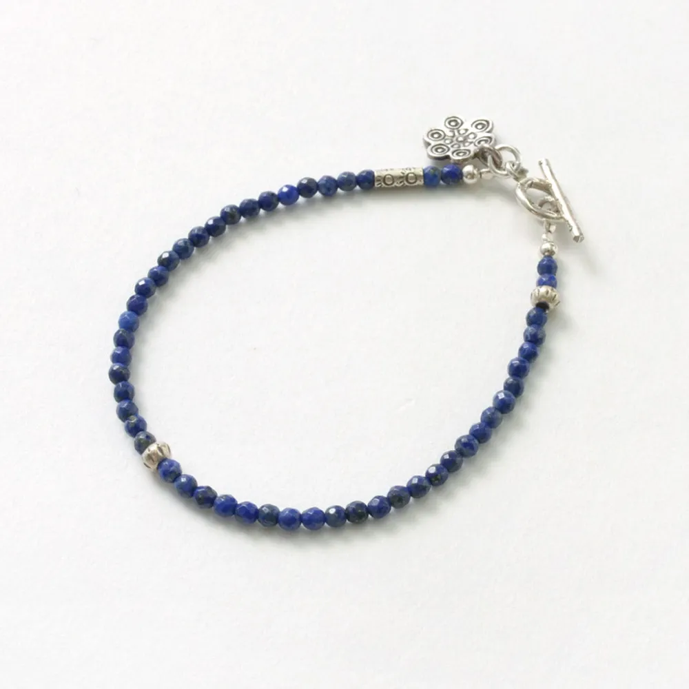 PHADUA Bracelets^/ Lapis (3mm) Cut Bead Bracelet blue