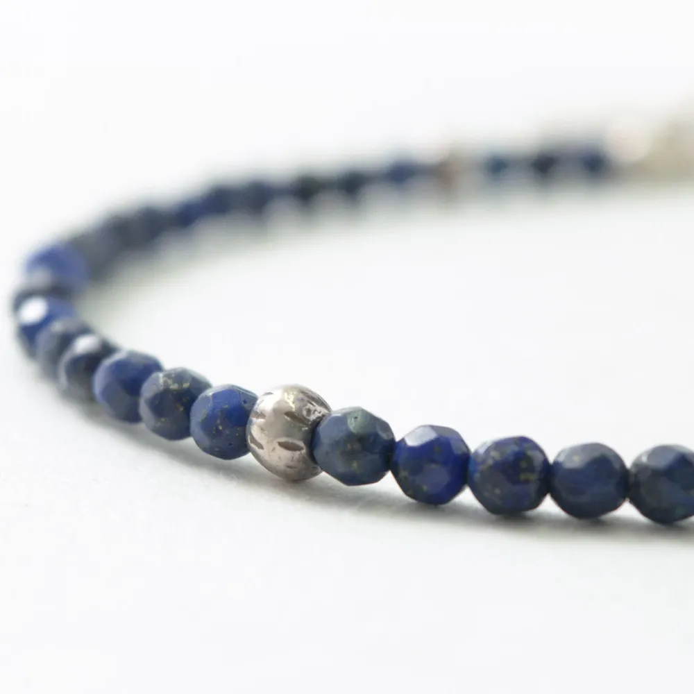 PHADUA Bracelets^/ Lapis (3mm) Cut Bead Bracelet blue