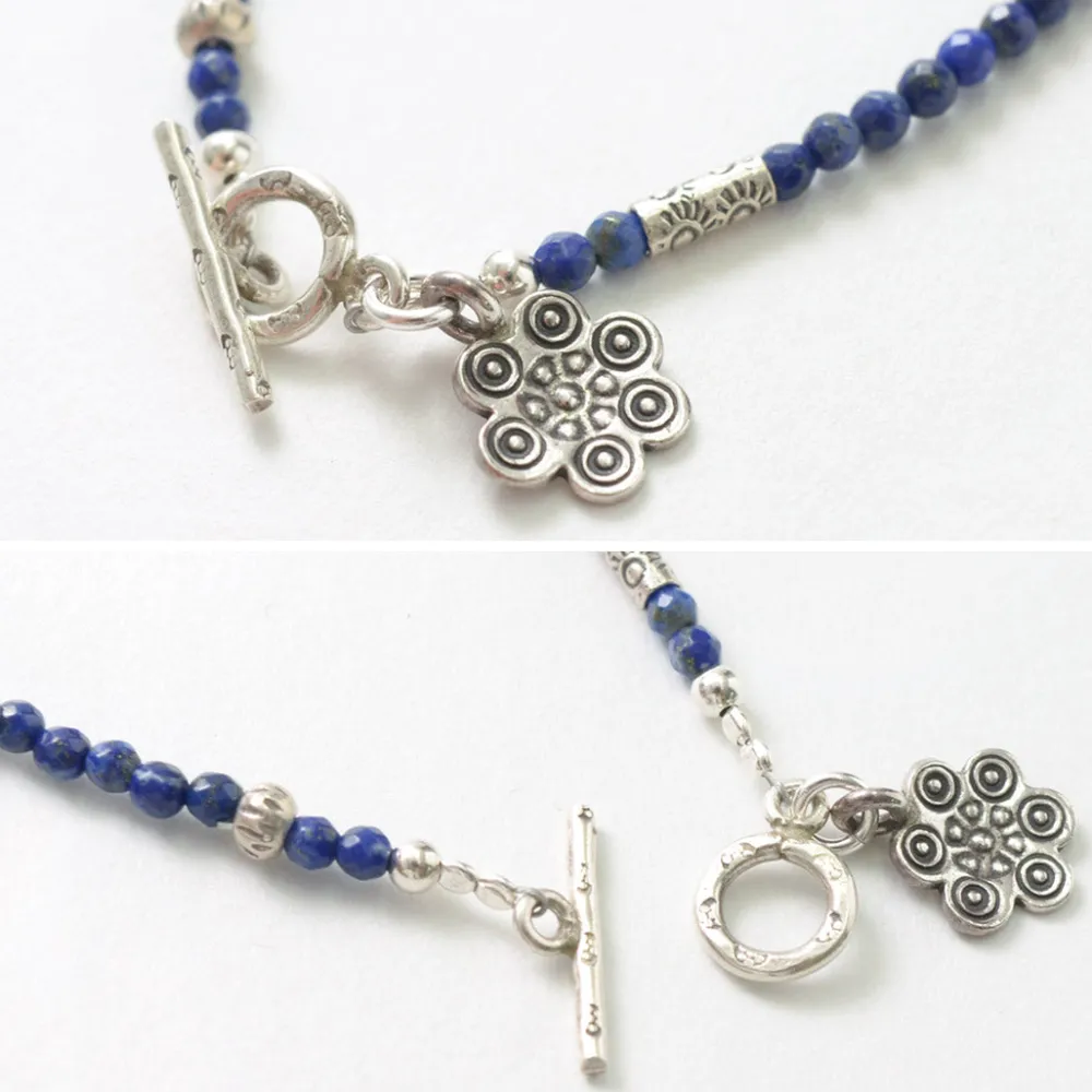 PHADUA Bracelets^/ Lapis (3mm) Cut Bead Bracelet blue