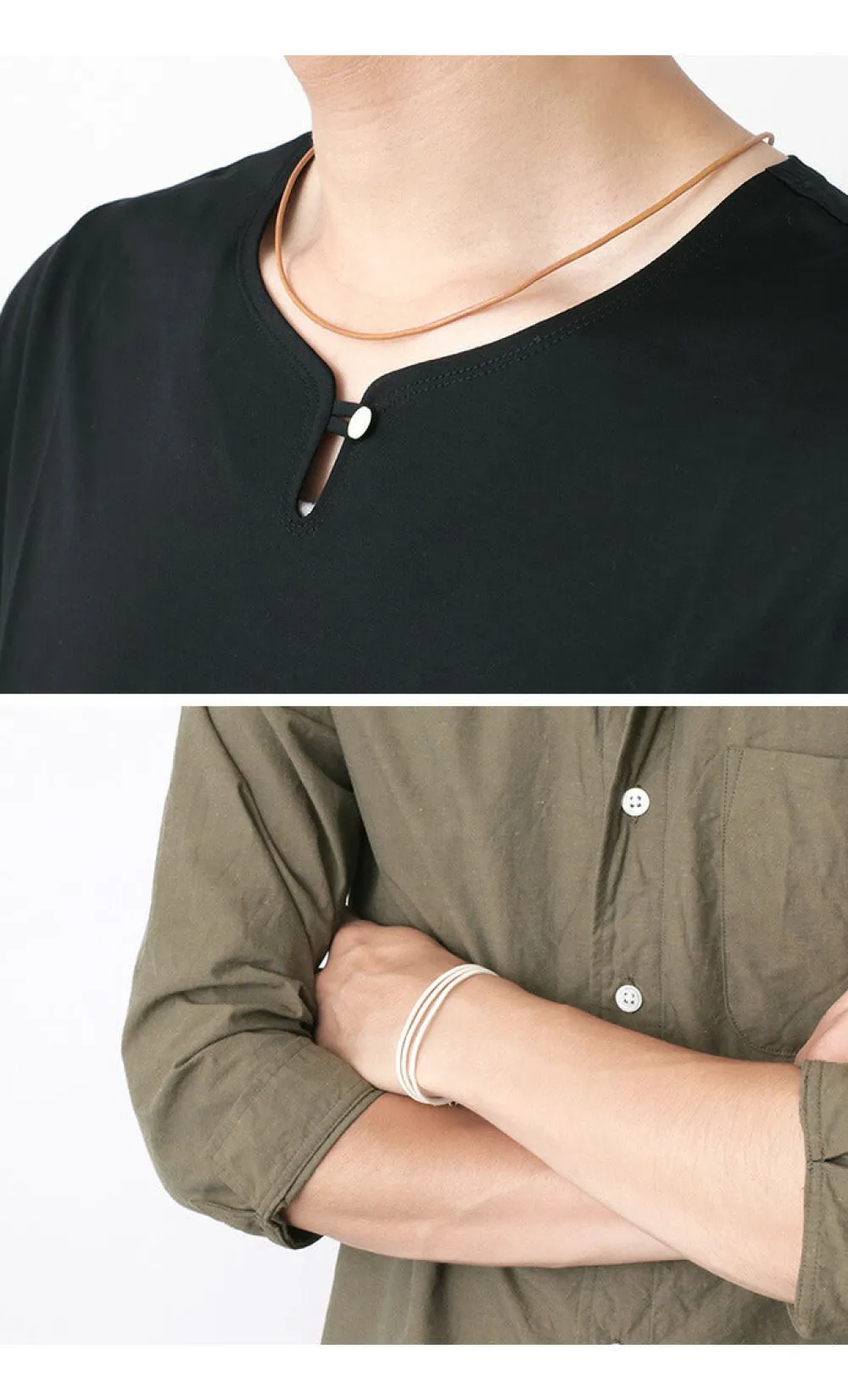 PHADUA Necklaces^/ Leather choker necklace in Karen silver.
