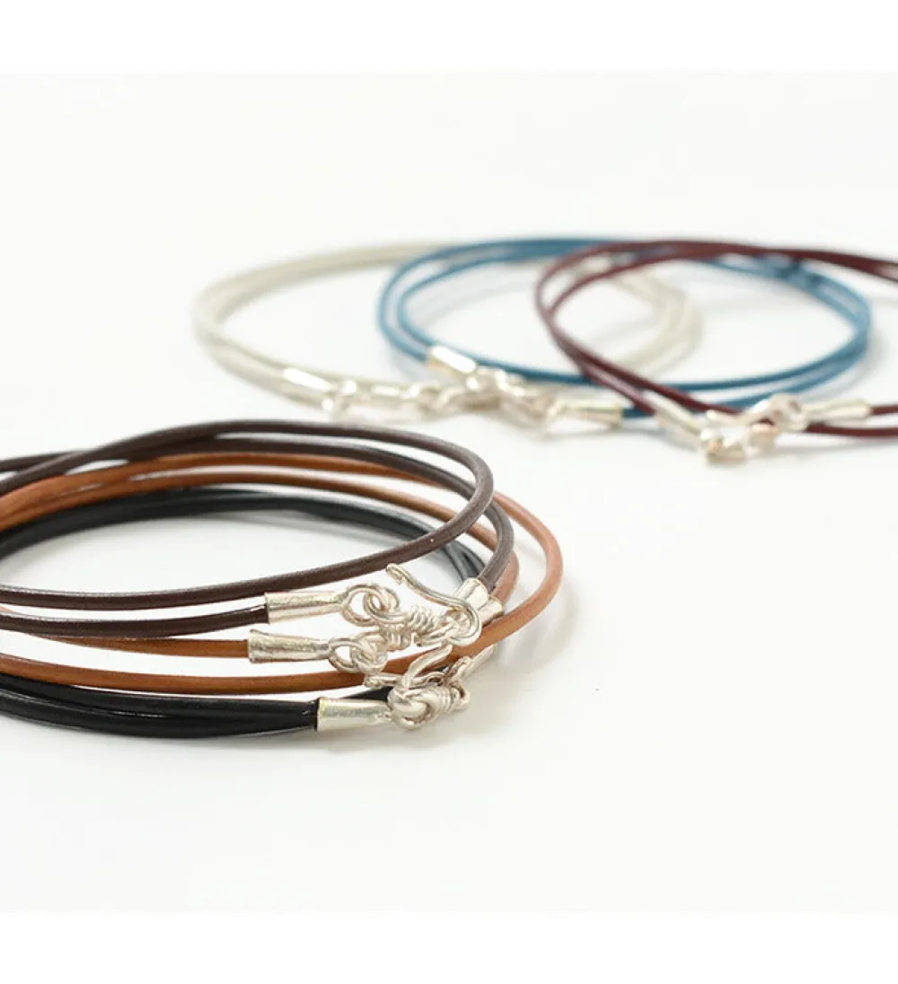 PHADUA Necklaces^/ Leather choker necklace in Karen silver.