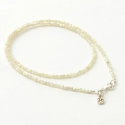 PHADUA Anklets^/ Mother of Shell 2mm Cut Beads Necklace/Anklet white