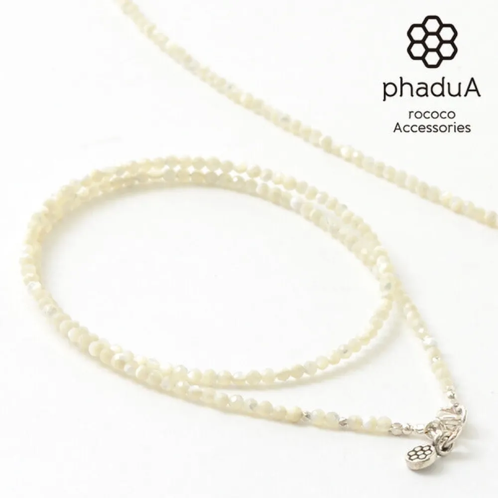 PHADUA Anklets^/ Mother of Shell 2mm Cut Beads Necklace/Anklet white