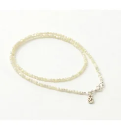 PHADUA Anklets^/ Mother of Shell 2mm Cut Beads Necklace/Anklet white